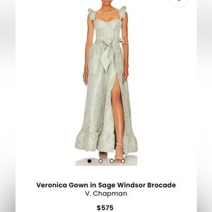 V. Chapman Green Maxi Gown Sweetheart Slit